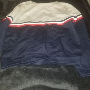 GIRLS STRIPED TRIM INSERT SWEATSHIRT